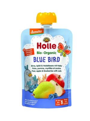 Holle – Blue Bird Pure frutash me dardhë, mollë, boronicë dhe tërshërë (6m+)