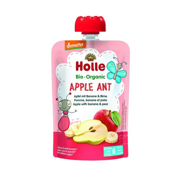 Holle – Apple Ant Pure frutash mollë, banane dhe dardhë (6m+)