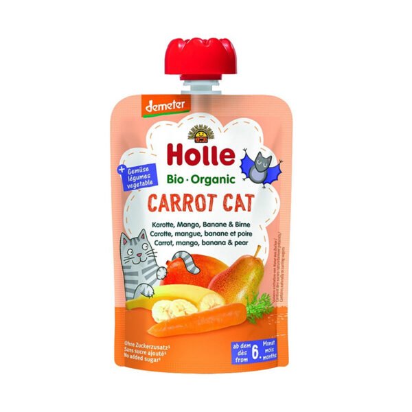 Holle – Carrot Cat Pure frutash karrotë, mango, banane dhe dardhë (6m+)