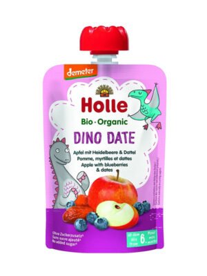 Holle – Dino Date Pure frutash mollë, boronicë dhe hurma arabie (6m+)