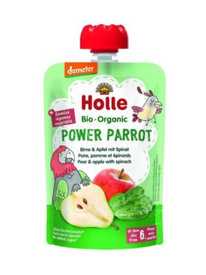 Holle – Power Parrot Pure frutash dardhë, mollë, dhe spinaq (6m+)