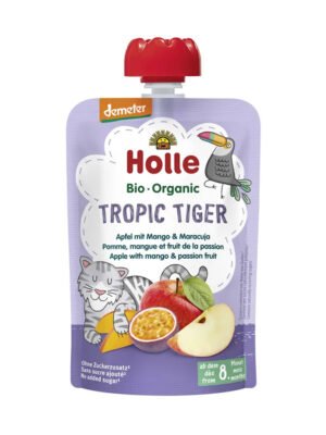 Holle – Tropic Tiger Pure frutash mollë, mango dhe frut pasioni (8m+)