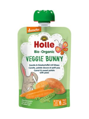 Holle – Veggie Bunny Pure me karrotë, patate të ëmbël dhe bizele (6m+)