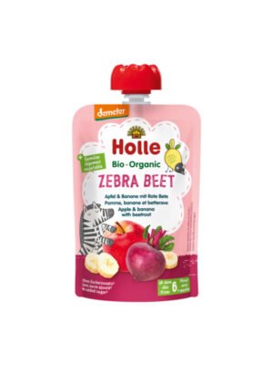 Holle – Zebra Beet Pure frutash me mollë, banane dhe rrepë (6m+)