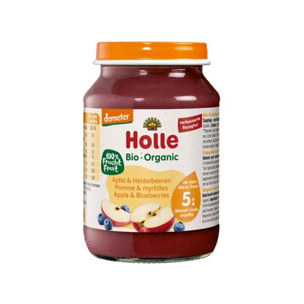 Holle – Pure me mollë dhe boronicë (4m+)