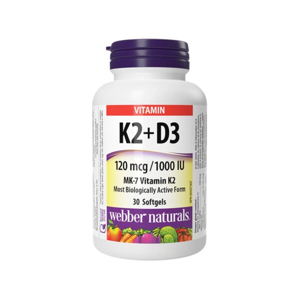 Webber Naturals – Vitamin K2 + D3 120mcg/1000 IU